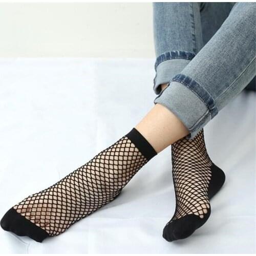 Summer Mesh Ladies Socks Sexy Thin fishnet Sock Hollow Out Black Short Sock Elastic Harajuku Breathable Socks 3 Pairs/Lot New