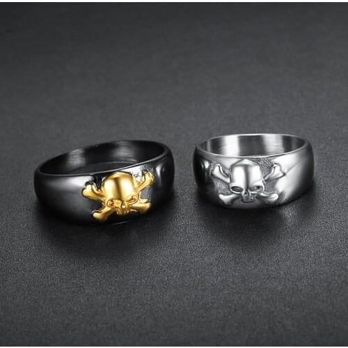 Megin D Vintage Small Skull Skeleton Shape Stainless Steel Rings for Men Women Couple Family Friend Fashion Design Gift Jewelry