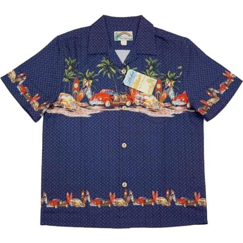 BOB DONG Summer Men Hawaiian Shirt Cruise Tropical Luau Beach Aloha Party Blue