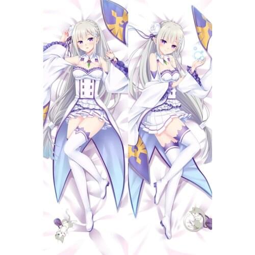 Anime Re Zero Starting Life in Another Emilia Bed Dakimakura Huggable Body Throw Cushion Pillow Cover Otaku Cosplay Pillowcase