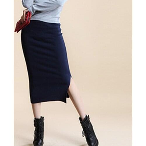 2018 Summer New Women Sexy Chic Pencil Skirts Solid Office Skirt Package Hip Split Waist Midi Skirt Maxi Bottoms Female 6 Color