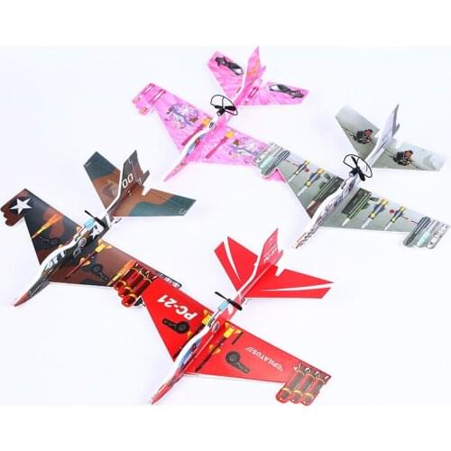 New 13-inch Electric Airplane Toy Model Gliding Glowing Children Outdoor Hand Throwing Foam Airplane Toy Gift Party Game