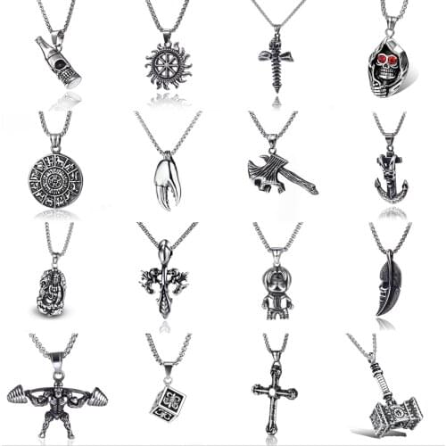 Charm Cross Gun Shaped Pendant Necklace Punk Army Style Male Stainless Steel Gold Silver Color Chain For Men Woman Jewelry