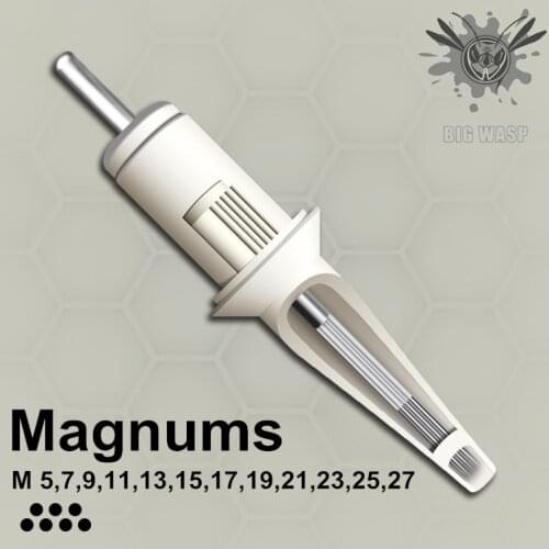 Original BIGWASP Single Magnums Standard Tattoo Needle Cartridges For Pen Machine 5/7/9/11/13/15/17/19/21/23/25/27MG