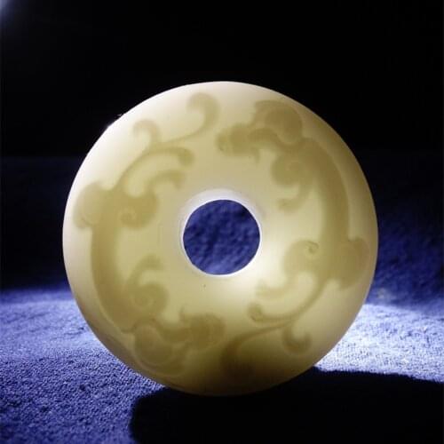 Natural hetian white jade handcarved safety button pendant simple retro pendant temperament jewellery fashion for woman men