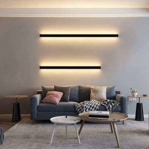 Simple wall lamp simple modern long strip led personality bedroom bedside aisle living room background wall lamp creative 50cm-6