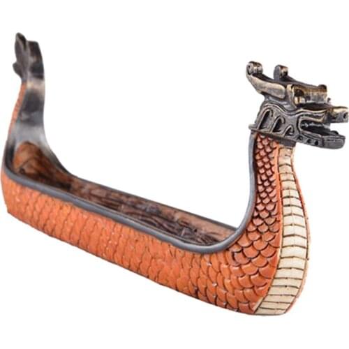 Resin Dragon On Viking Boat Ornament Festival Incense Holder