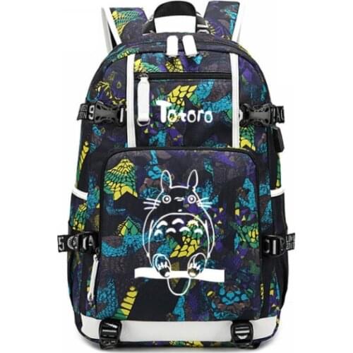 My Neighbor Totoro Backpack Japan Anime Printing Boys Girls Student School Bags Men Usb Charging Laptop Casual Travel Backpack