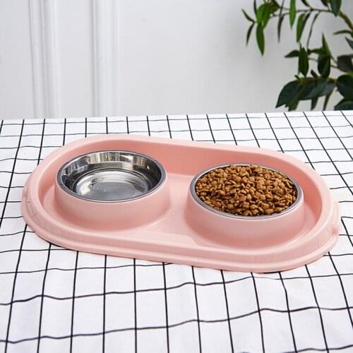 Separable Cat Bowls Innovative Splash Proof Design Double Bowls Dogs Feeders Feeding Water Bowl Anti-slip Cat Dish Pet Dog Bowl