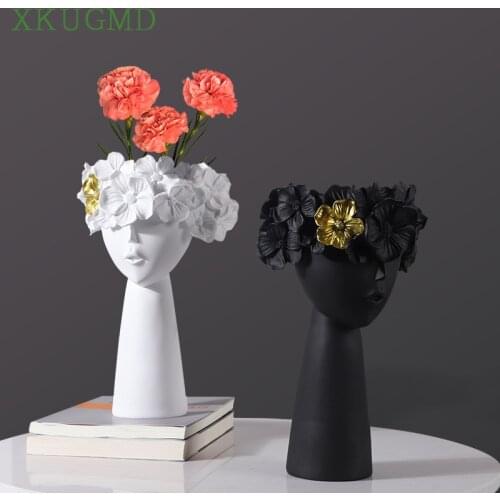 Nordic Creative Resin Vase Home Living Room Ornaments Desktop Decor Plant Pot Vases Crafts Home Decoration Accessories