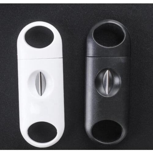 Plastic Handle Stainless Steel V Shaped Blade Cigar Cutter Scissors V-Cut Clipper