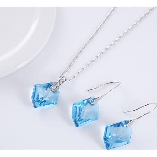 Top quality fashion geometric design women jewlery set made with Austria crystal for bridal wedding bijoux accessories best gift