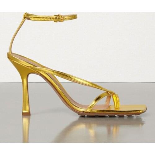 2021 European Clip toe sandals women stiletto high heels shoes woman flip flops buckle strap gladiator sandalias plus size 35-42