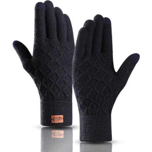Winter Men Knitted Gloves Touch Screen High Quality Male Mitten Thicken Warm Wool Cashmere Solid Men Business Gloves Autumn New