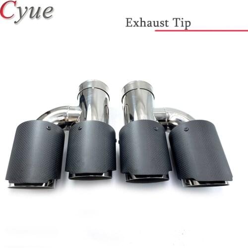 2PCS Without Logo H Style Dual Matte Carbon fibre Stainless steel Universal Automobile Exhaust Pipe Muffler