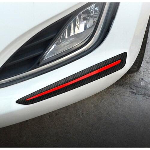 2Pcs Faced Durable Carbon Fiber Look Car Front Bumper Air Knife Guard Soft Rubber Protector Strips Accessories