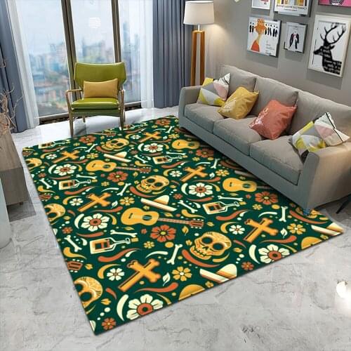 2022 Alfombra Salon Skull Carpet Flannel Anti-slip Area Mat 3D Carpet Mat Dining Room Living Room Soft Bedroom Decorative Carpet