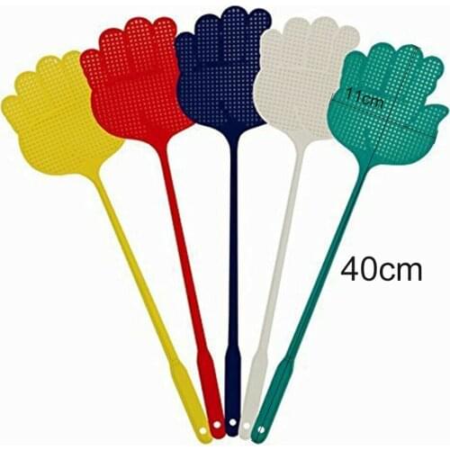 5pcs Plastic Fly Swatter Cute Palm Pattern Household Baffle Mosquito Swatter Pest Control Long Handle Fly Swatter