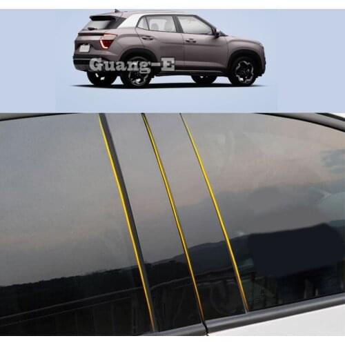 Car PC Material Pillar Post Cover Door Trim Window Piano Black Molding Sticker Plate For Hyundai IX25 2020-2021 2022