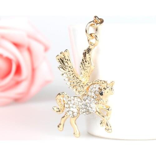 Fly Horse Hover Sky Cute Crystal Charm Purse Handbag Car Key Keyring Keychain Party Wedding Birthday Gift