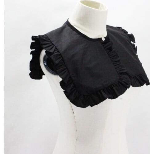 Black cotton generous collar wood ear navy collar decorate sub-network yarn decorative Keep Warm Detachable Collars Lapel False