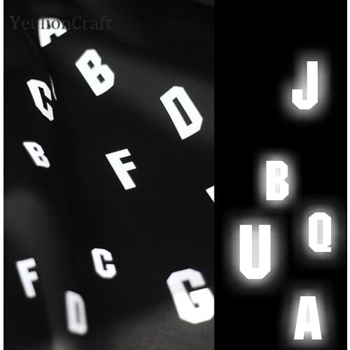 Chzimade Reflective English Letter A-Z Heat-transfer Vinyl Film DIY Iron On Fabric Clothing Sewing Crafts