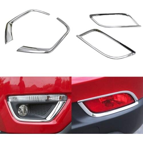 For Jeep Compass 2017 2018 ABS Chrome Front + Rear Fog Light Lamp Cover Trim Garnish Decoration 4PCS Car Accessories