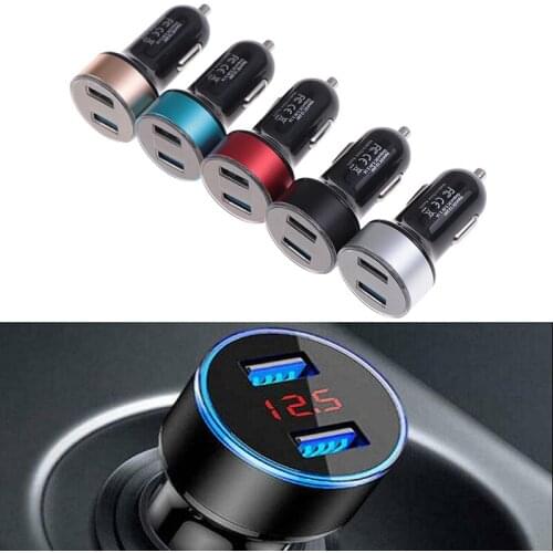 Dual USB Car Charger Adapter 3.1A Digital LED Voltage/Current Display Auto Vehicle Metal Charger For Smart Phone/Tablet