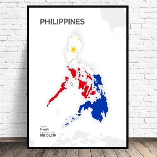 PHILIPPINES Map Canvas Painting Wall Art Pictures Prints Home Decor Wall Poster Decoration For Living Room