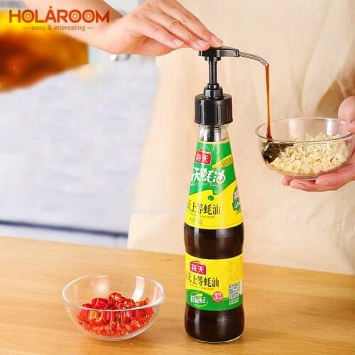 Holaroom Oyster Sauce Bottle Pressure Nozzle Food Grade PP Push Nozzle For Seasoning Sauce Glass Bottle Pump Head Kitchen Tools