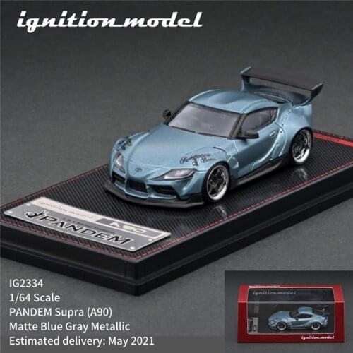 IG 1:64 PANDEM Toyota Supra (A90) Matte Blue Gray Metallic Diecast Model Car