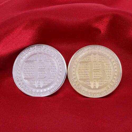 1 PC Gold/Silver-plated Bitcoin Coin Collectible Art Collection Gift BTC Coin Litecoin Ripple Ethereum Metal Antique Imitation