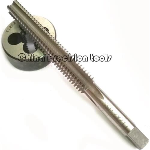 2PCS HSS Metric Right Trapezoidal thread tap and Die set Tr12 TR12X2 TR12X3 Left hand TR screw taps dies sets T12 T12X2 T12X3