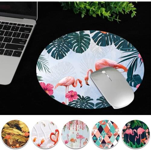 2021 New Mouse Pad Waterproof Mouse Pads Flamingo Series Laptop Gaming Mouse Mat High Quality Round Mouse Mat Office Supplies