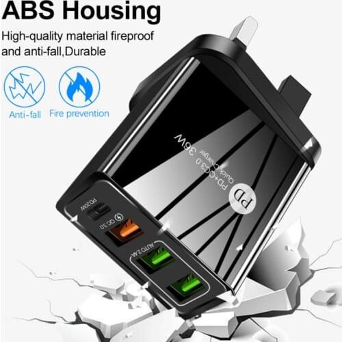 PD20W+QC3.0 USB+2.4A Dual USB Fast Charge For IPhone Samsung Xiaomi Mobile Phone Charger Multi-port USB With PD Charging Head