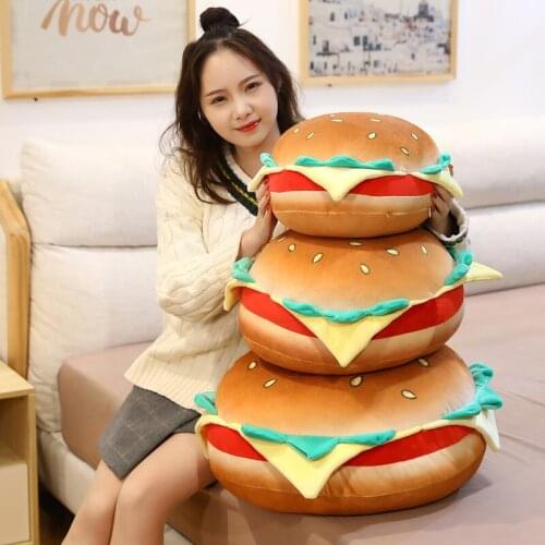 35/45/55CM Creative Food Bread Pillow Soft Hamburger Plush Toys for Girls Sofa Chair Cushion Stuffed Cute Birthday Gifts