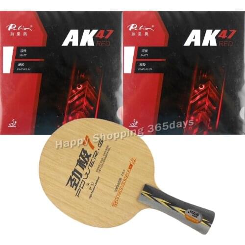 Pro Table Tennis PingPong Combo Racket DHS POWER.G7 Blade with 2x Palio AK 47 RED Matt Rubbers Shakehand long handle FL