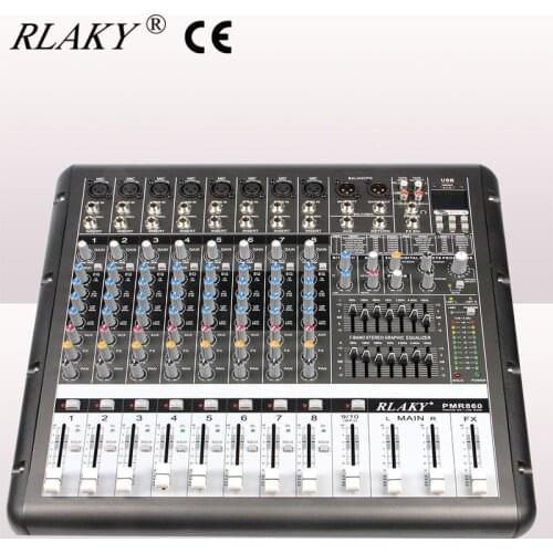 Professional PowerMate 650 8-Way DJ Audio Mixer Power with Amplifier Mixer double Effects Powered Mixer