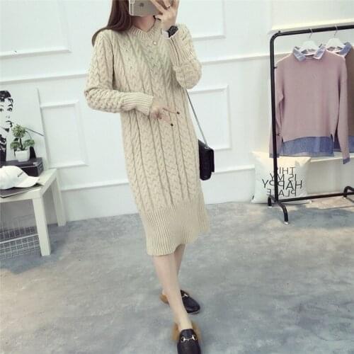 2019 Sale New Jumper Autumn And Winter Korean Neck Easy Long Sleeve Knitting Upper Garment Solid Dress Suit-dress Fund Sweater