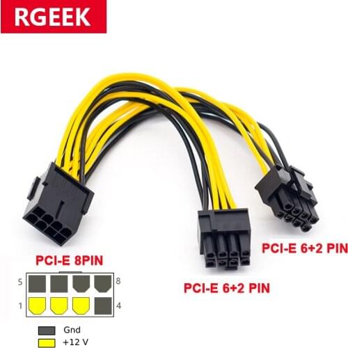 5 Pcs PCI-Express PCIE 8 Pin to Dual 8 (6+2) Pin VGA Graphic Video Card GPU Adapter Power Supply Splitter Cable 20cm