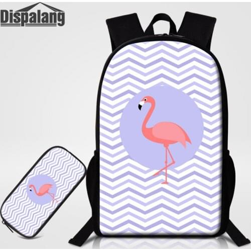 Dispalang School Backpack Pencil Bags For Teenagers Flamingo Animal Print Girls Backpack Women Bagpack 2 Pieces Sets Bookbag