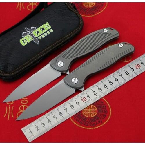 GREEN THORN F95 R18/R19 Flipper Folding Knife D2 Blade Titanium Handle Outdoor Camping Hunting Pocke Survival EDC Tools