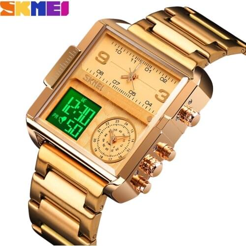 SKMEI Three Time Men Fashion Watch Alarm Clock Clock Night Light Waterproof Watch Female Watch Overpowered Side Leakage 1584