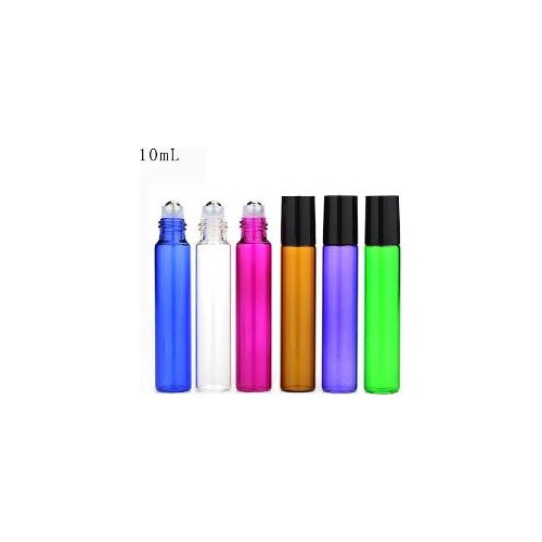 Pull Tube 10ML Glass Roller Oil Bottles Blue Purple Green brown rose red 10 ml Roll On Bottles Aromatherapy Fragrance lin5140