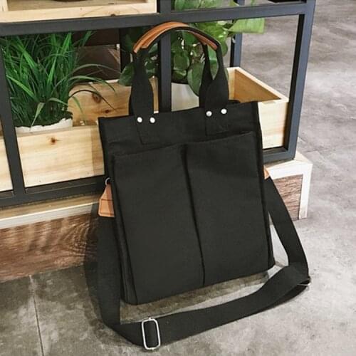 Womens bag Canvas Solid Vintage Bucket Shoulder Bags Korean Travel bag Simple style schoolbag