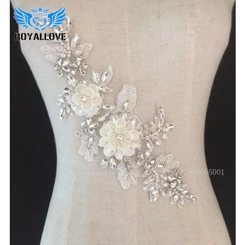 Super High-grade imitation large Rhinestone patch handmade embroidery flower wedding dress applique accessories 30Pcs