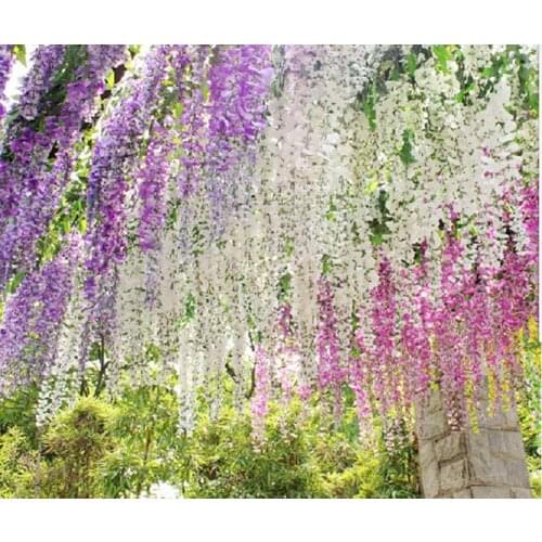 Upscale Simulation Flower Rattan Artificial Silk Wisteria Vine for Wedding Decoration Home Party Ornament Free Shipping