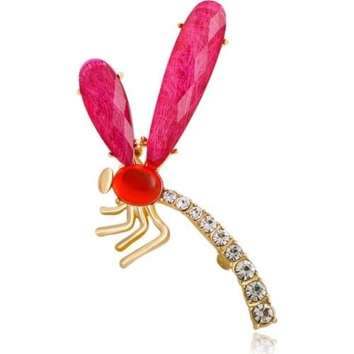 Wuli&baby Flying Dragonfly Brooches For Women Men Pink Gray Wings Dragonfly Insects Party Office Brooch Pin Gifts