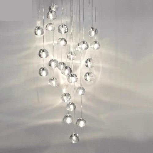 XL 1-26 pcs stairwell led Chandelier crystal ball drop lamp Living Room decor chandeliers G4 Led stair lighting Lustre cristal