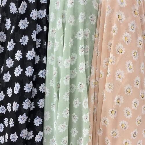 Fashion Daisy Small Floral Print Chiffon Shirt Womens Clothing for Shirt Dress Pants Jewelry Fabric Sewing Cotton 100% Hawaiian